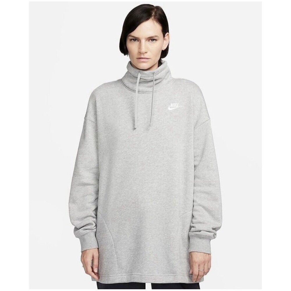 NIKE Sportswear Womens Grey Heather Oversized Mock Neck Sweatshirt 1X NWT